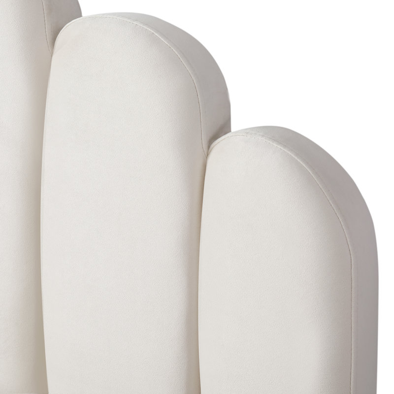3FT Single Petal-Shaped Upholstered Bed, Beige Velvet