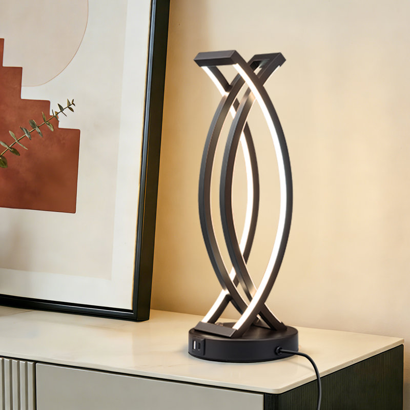 Lampe de table à DEL 15,9 "à contrôle tactile moderne avec ports USB