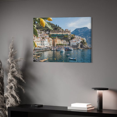 Amalfi Coast Landscape, Built-In Wooden Frame, 16 X 20 Inch