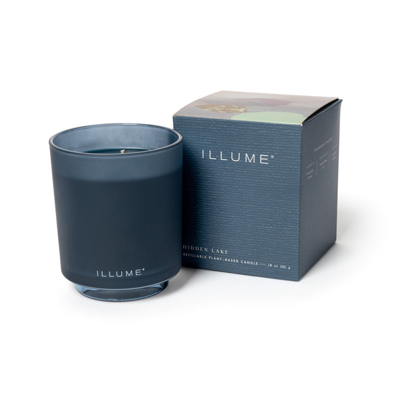 Beautifully Done Essentials Hidden Lake Boxed Glass Scented Candle, Refillable Boxed Glass