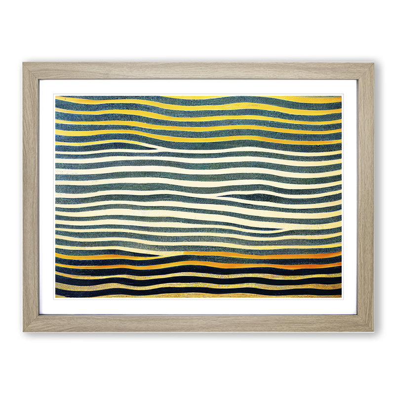 Blessed Modern Abstract Art - Single Picture Frame Print, Oak, 34cm H x 46cm W x 2cm D