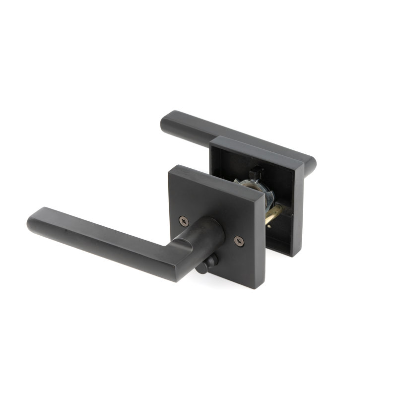 Poignée de porte Linkaa, poignées de porte en finition noir mat, forme carrée, serrure de porte pour la salle de bain de la chambre, poignée de porte extérieure / intérieure verrouillable.