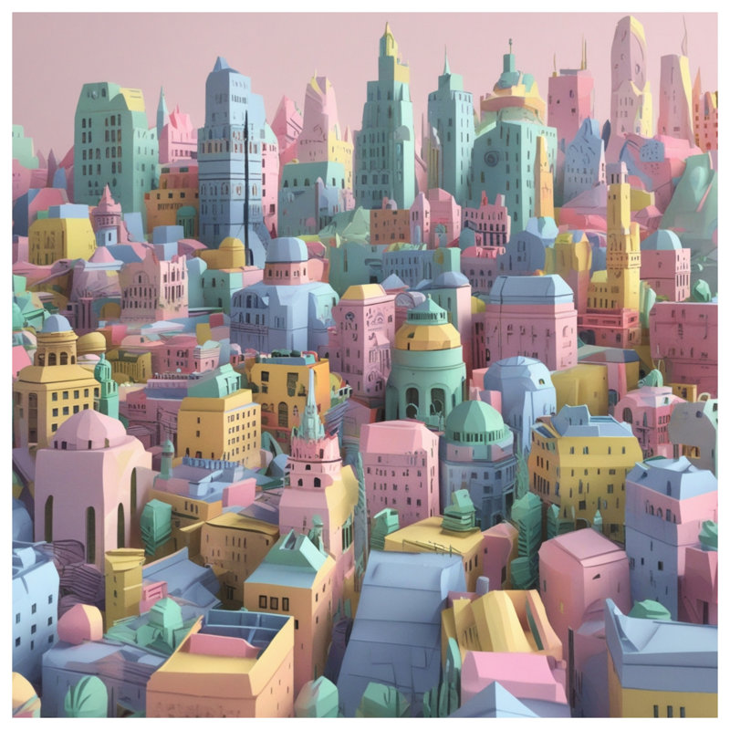 Tapis de bain Pastel Cityscape Buildings, L 24 po x L 17 po