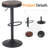 Swivel Wood Seat Bar Stools Adjustable-Height Backless Counter Stool With Metal Frame-1092168744