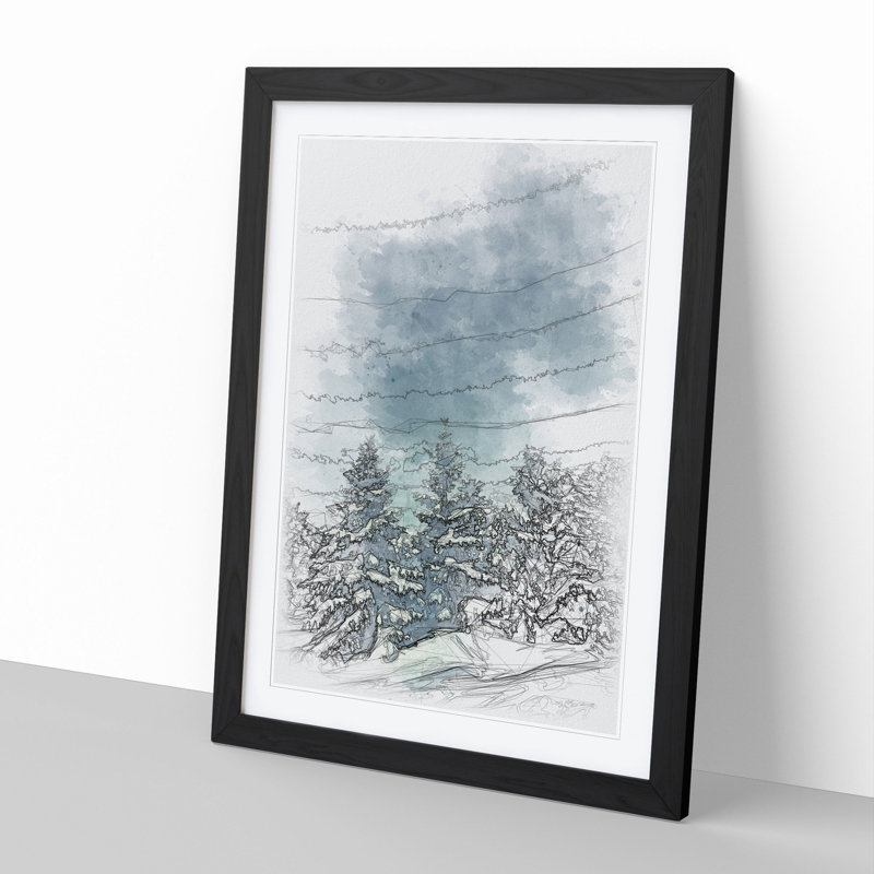 Winter Forest Vol.9 Sketch - Picture Frame Graphic Art, 36cm H x 27cm W x 2cm D, Black