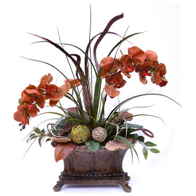 Faux Florals Orchid Arrangement in Vase
