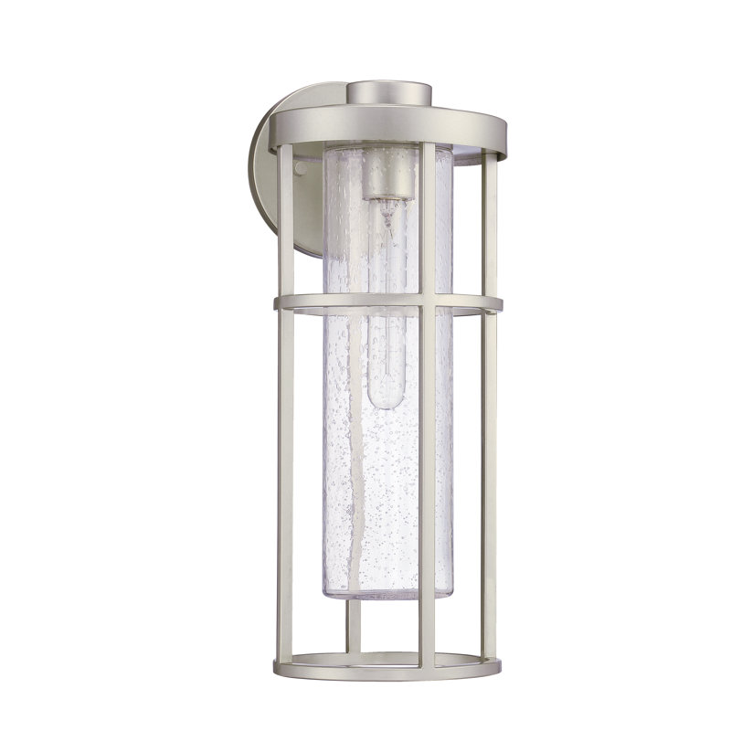 Lanterne murale d'extérieur en verre ensemencé Encompass, Aluminium satiné, H 18,33 po x l 7 po x P 8,88 po