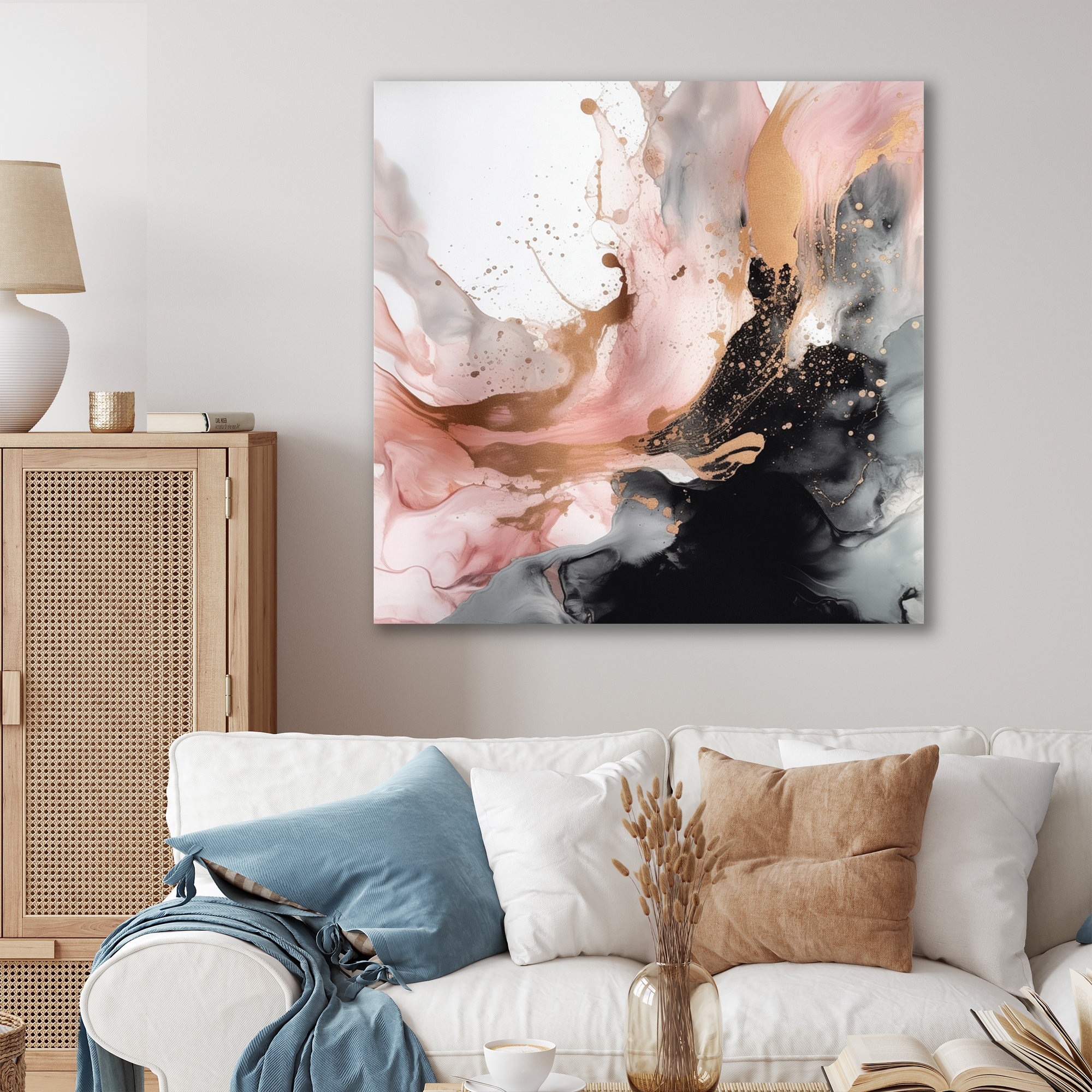 Mercer41 Pink Gold Marble Texture IV - Abstract Marble Canvas Print ...