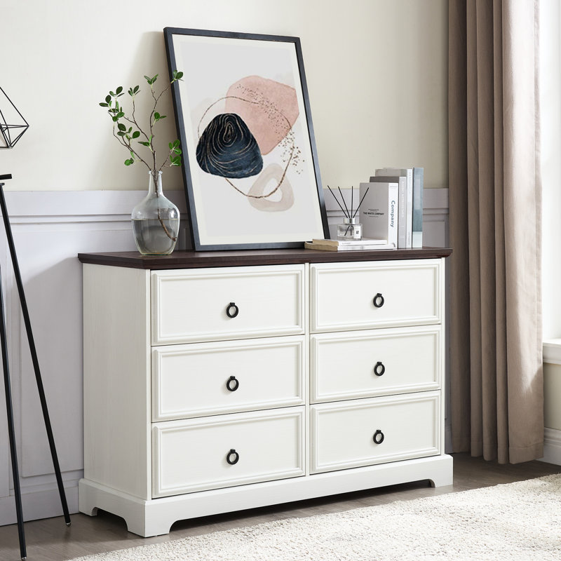 Commode 6 chambres en blanc - Commode d'apparence spacieuse et attrayante avec tiroirs en métal