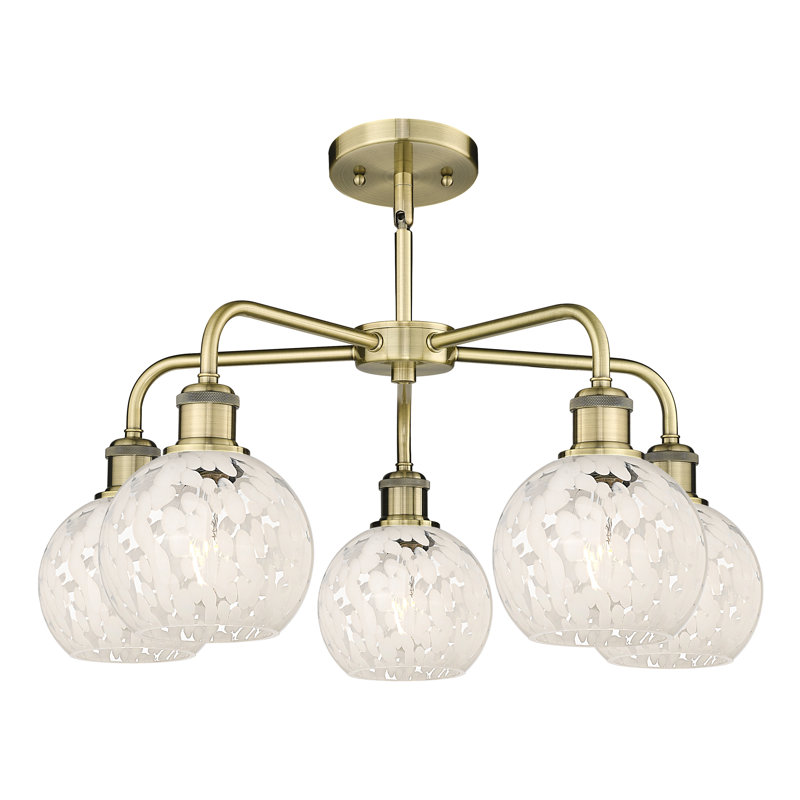 Bellagrace 5 - Light Dimmable Globe Chandelier, 13.5" H x 24" W x 24" D, Antique Brass