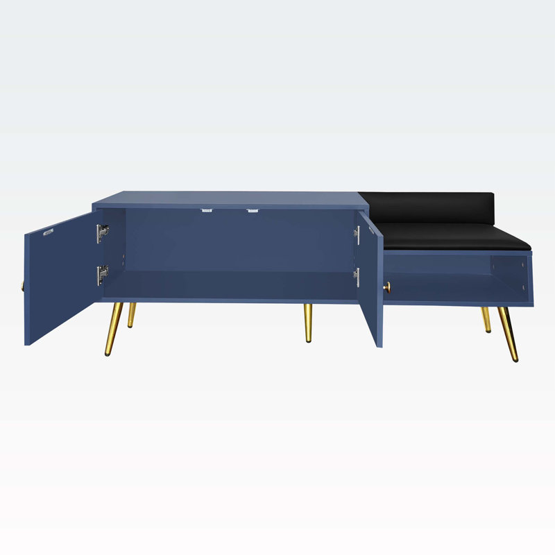 Shoe Storage Bench Including Cushions, Navy