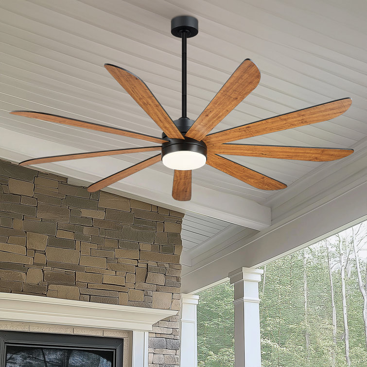 72 Inch 9-blades Ceiling Fans With Lights, Remote Control And Smart App, 24W LED, 6-Speed, Reversible Quiet DC Motor, Timer