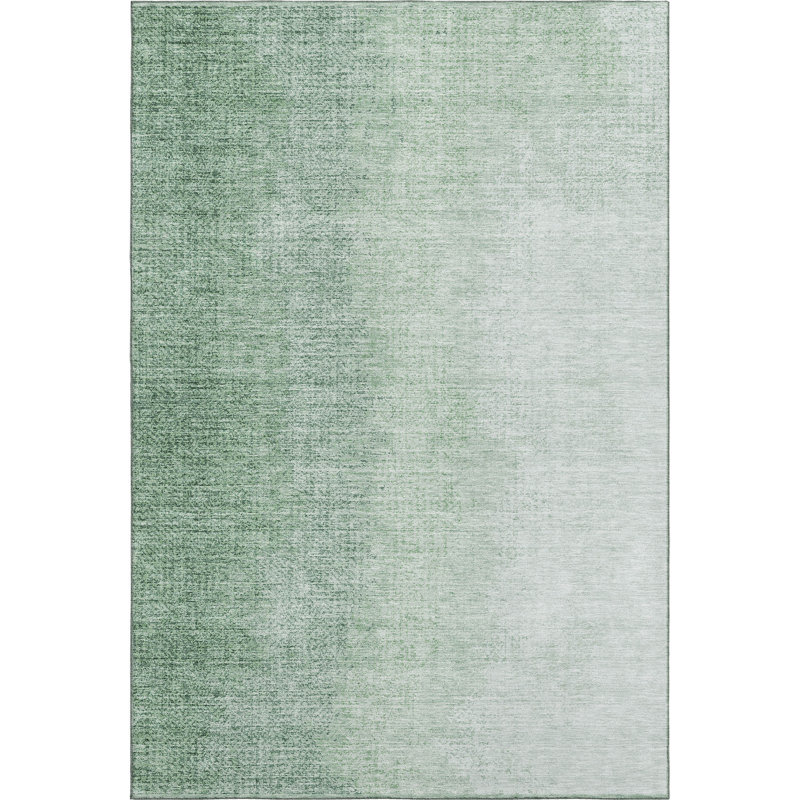 Premium Machine Washable Prisco Green Rug, Rectangle 5' x 7'6"