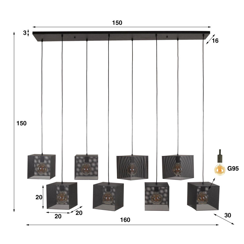 Daneille 8 - Light Satin Black Pendant