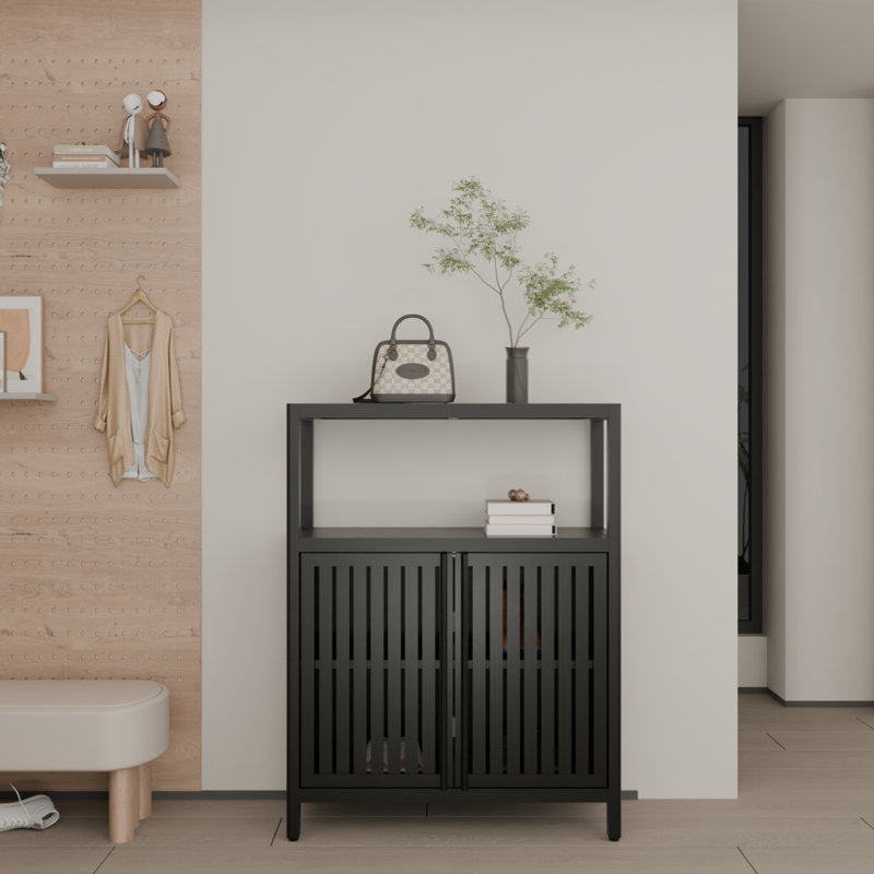 Meuble de rangement noir en bambou à grande capacité pour salle de bain