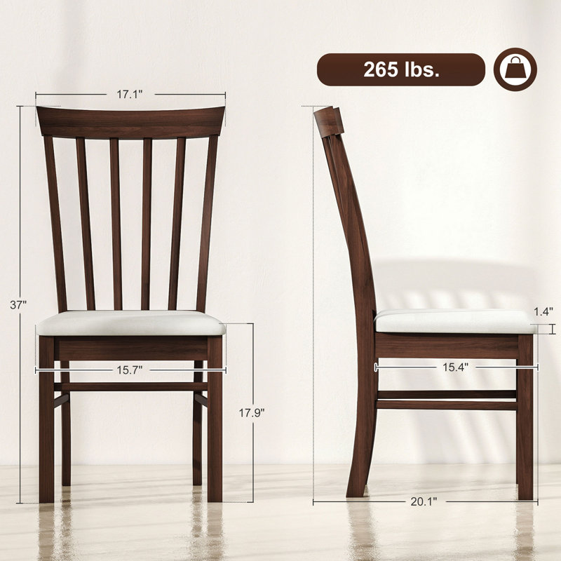 Chaises de cuisine rembourrées de style moderne, Marron foncé, Beige