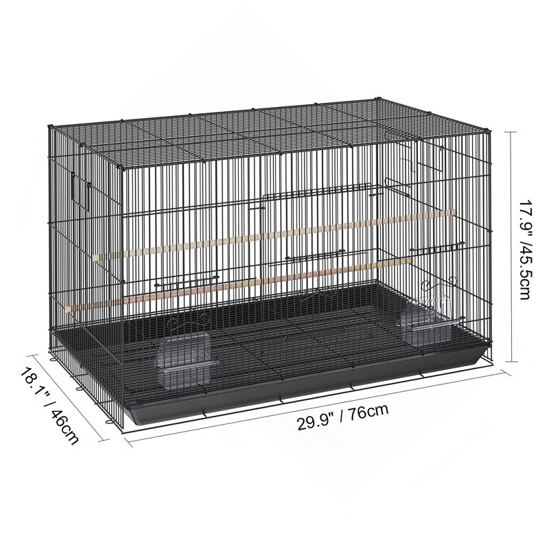 Cage à oiseaux spacieuse en métal pour perroquets et petits perroquets avec support roulant