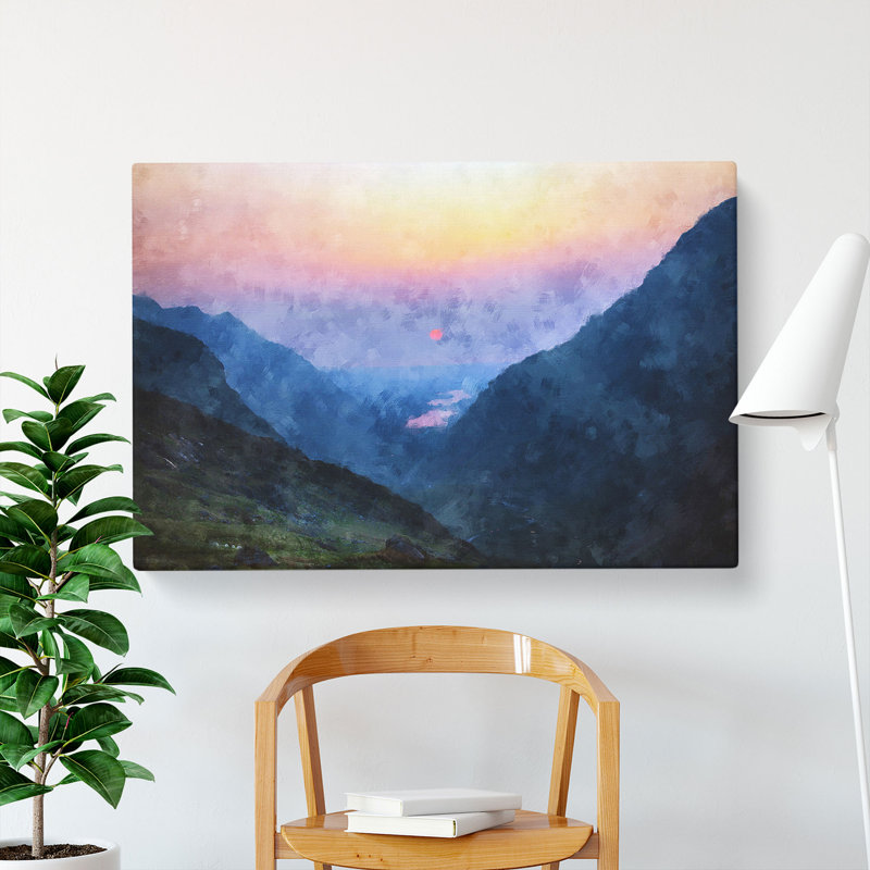 Sunset In Snowdonia In Wales - Wrapped Canvas Painting, 35cm H x 50cm W x 3cm D