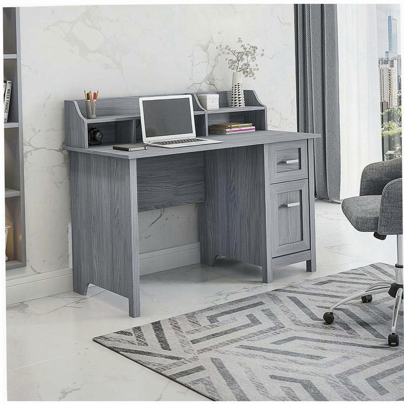 Bureau classique avec rangement, gris