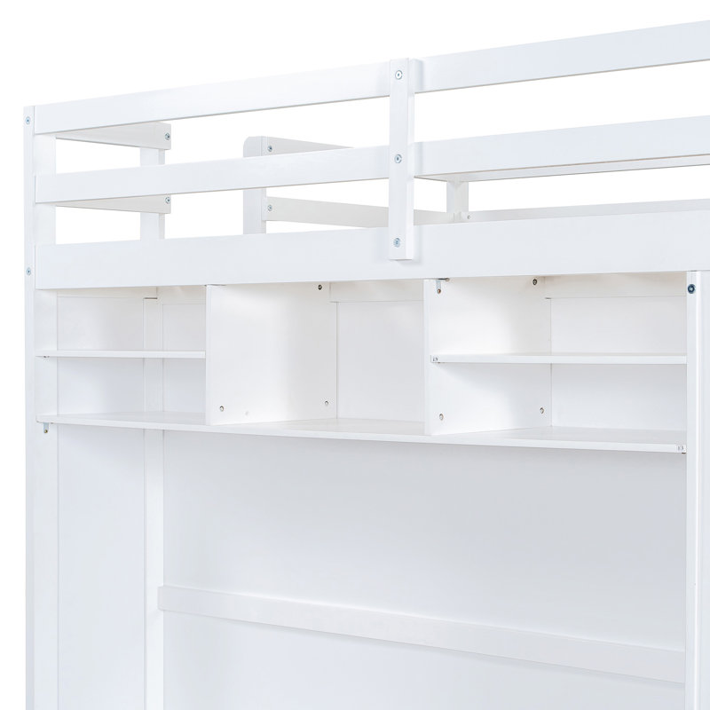 Lit mezzanine avec tiroirs, Blanc