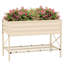 Lit de jardin surélevé avec structure en acier galvanisé, tablette de rangement et doublure de lit, jardinière surélevée avec pieds pour légumes, fleurs, herbes, crème