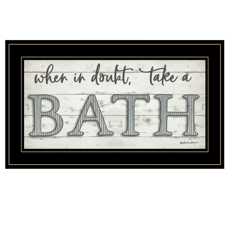 «When In Dououte Take A Bath 3», impression encadrée noire pour salle de bain, Cadre noir