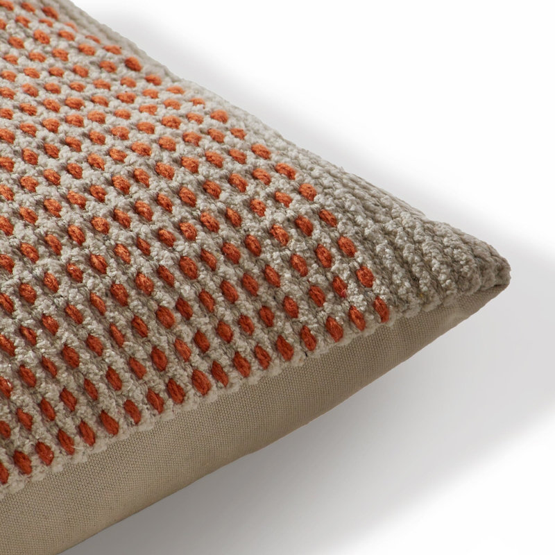 Bellis Cotton Striped Cushion Cover, Rectangle 55cmH x35cmW, Orange