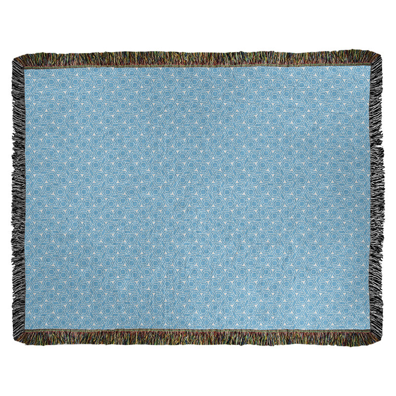 Couverture tissée hexagonale Katelyn Elizabeth, l 50 po x L 60 po, Bleu