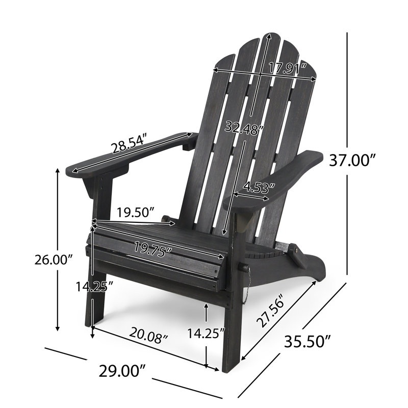 Hollywood Foldable Adirondack Chair, Dark Grey