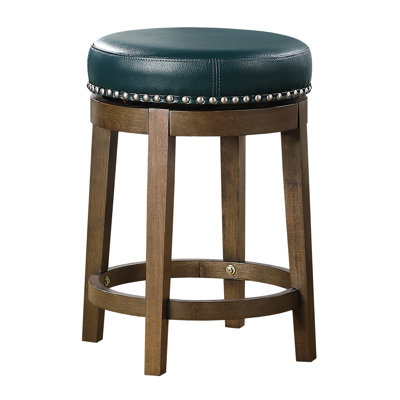 Tabourets à hauteur de comptoir (2), siège pivotant à 360 degrés en similicuir, garniture cloutée, structure en bois massif brun pour la salle à manger de 2, siège avec siège élégant