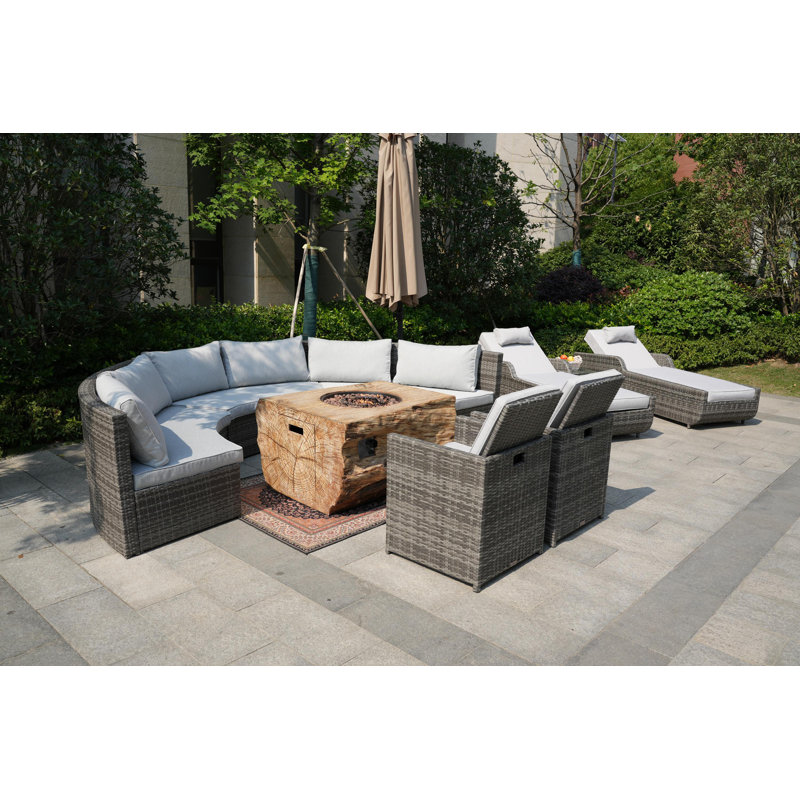 Almanza 10 - Person Patio Conversation Set with Cushions