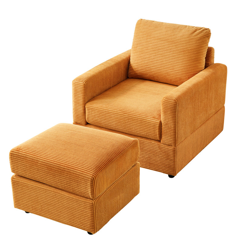 Fauteuil en velours côtelé American Traditional, jaune