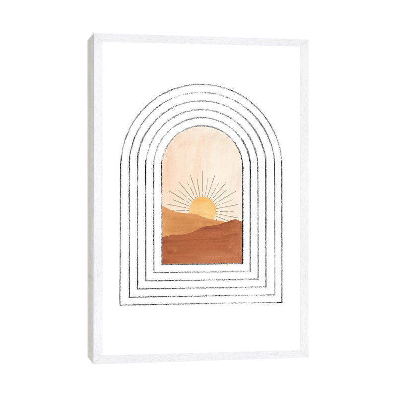 Mid Century Arch and Landscape 1 Piece Painting on Canvas, 66.04cm H x 45.72cm W x 3.81cm D, White Framed