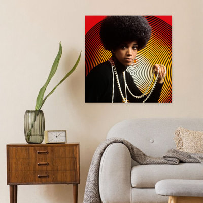 1970S Portrait Of Young African American Woman With Afro Style Hair And Long Strands Of Pearls Looking At Camera Classic Retro Vintage Portrait Wal...