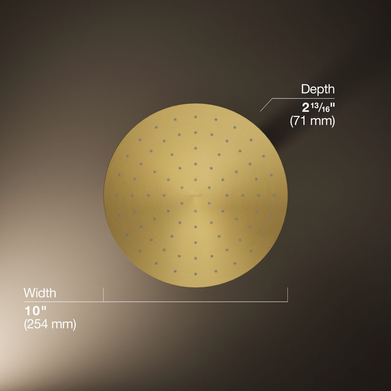 Contemporary Multi Function Rain Shower Head, Square, 1.75 GPM, Vibrant Brushed Moderne Brass