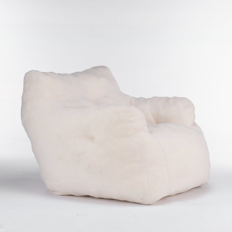 Fabric Bean Bag Chair, Ivory Velvet