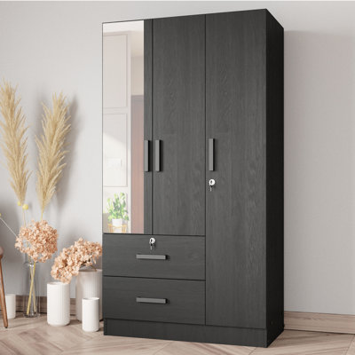 Wardrobe Armoire Closet With A Convenient Mirror On One Of The Doors & Two Drawers by Latitude Run