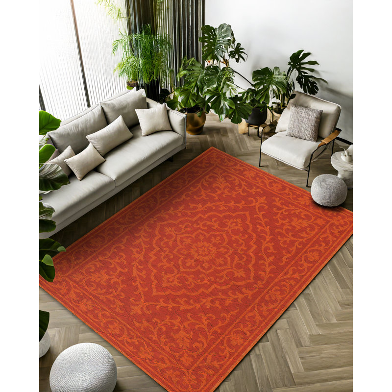 Nora Collection Digital Print Cotton-Polyester Red Oriental Rug, Runner 3'4" x 13'2"