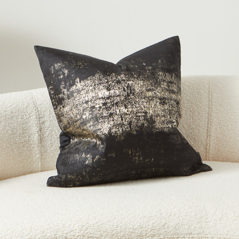 Luxurious Black and Gold Velvet Jacquard Throw Pillow Cover 20" x 20"