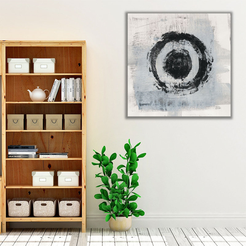 «Zen Circle II Black and White», reproduction d'art sur toile, H 40 po x l 40 po