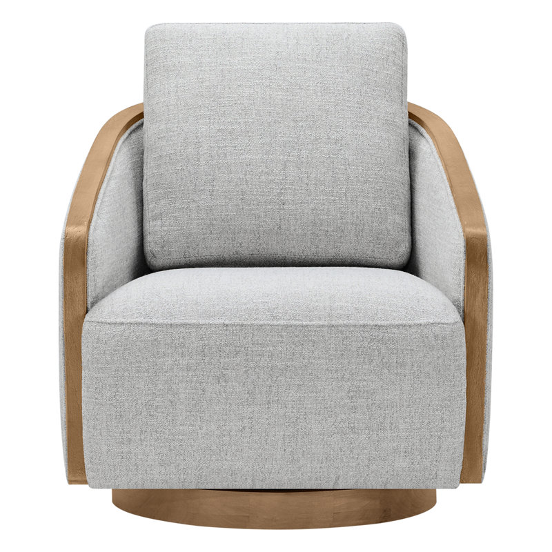 Nieve 29.5'' Wide Upholstered Swivel Barrel Chair, Nathan Gray Heathered