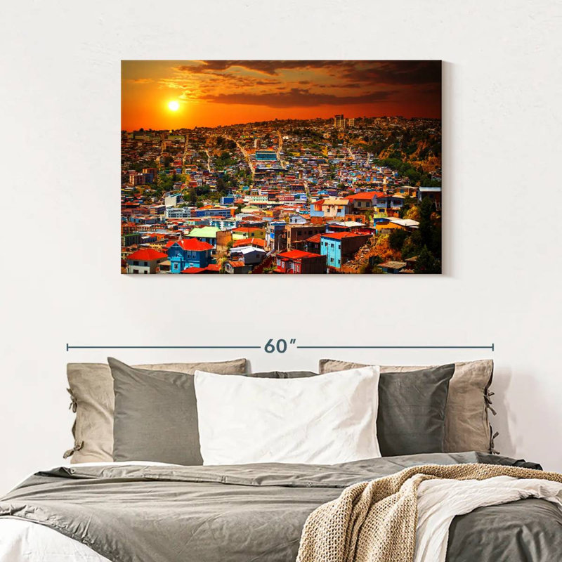 Sireci Valparaiso Chile Skyline, 30" H x 45" W