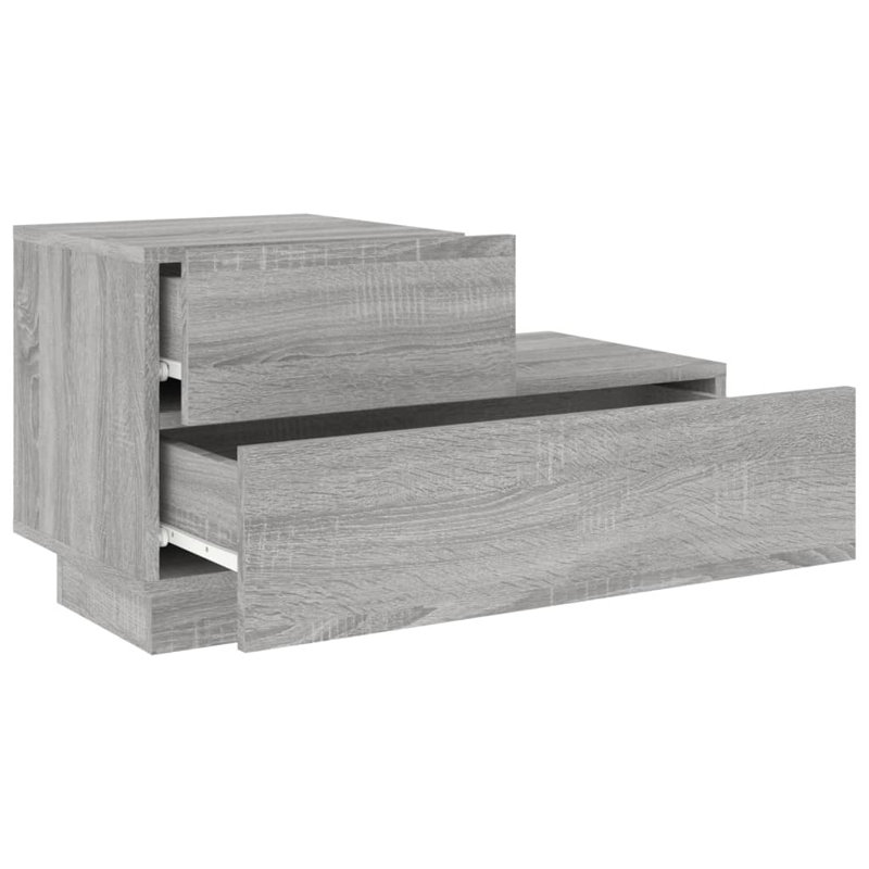 Brigett 36cm W Engineered Wood Bedside Table, Grey Sonoma