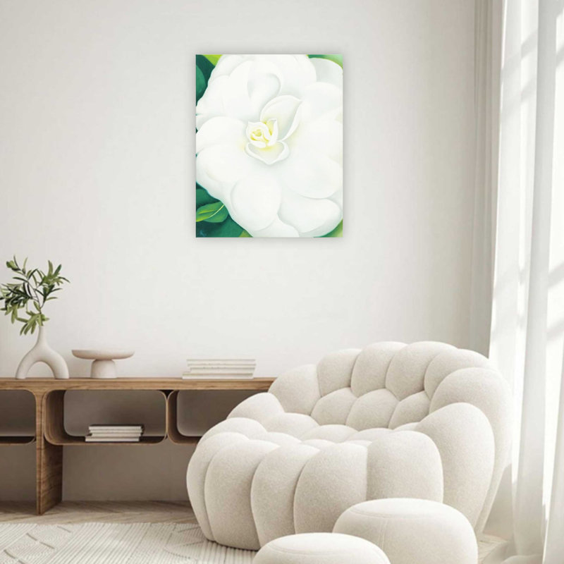 «Green Camelia», art mural vert sur toile tendue pour décoration de salon, de chambre à coucher ou de bureau - 24 x 32