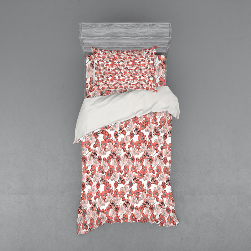 Ensemble de housse de couette Cherry Blossom, Housse de couette simple + 6 pièces supplémentai