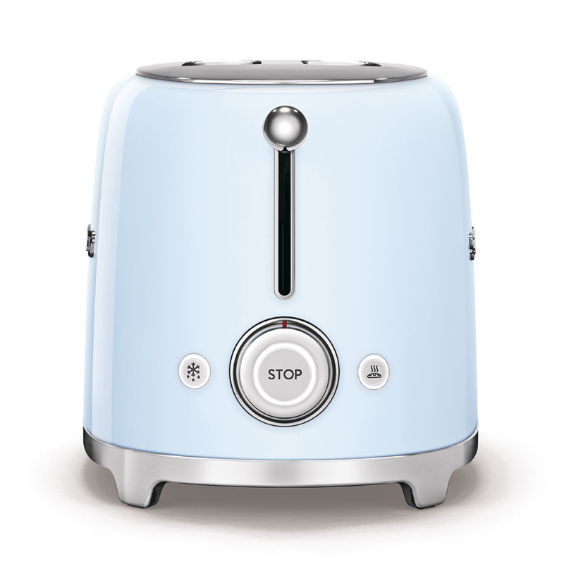 Pastel Blue Stainless Steel 2-Slice Toaster with Wide Slot