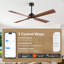 Ventilateur de plafond à pales en bois massif moderne, application / télécommande, moteur à courant continu silencieux, plusieurs tailles-785082596