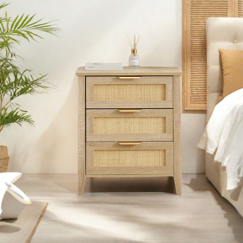 55.1cm W Solid Wood Bedside Table