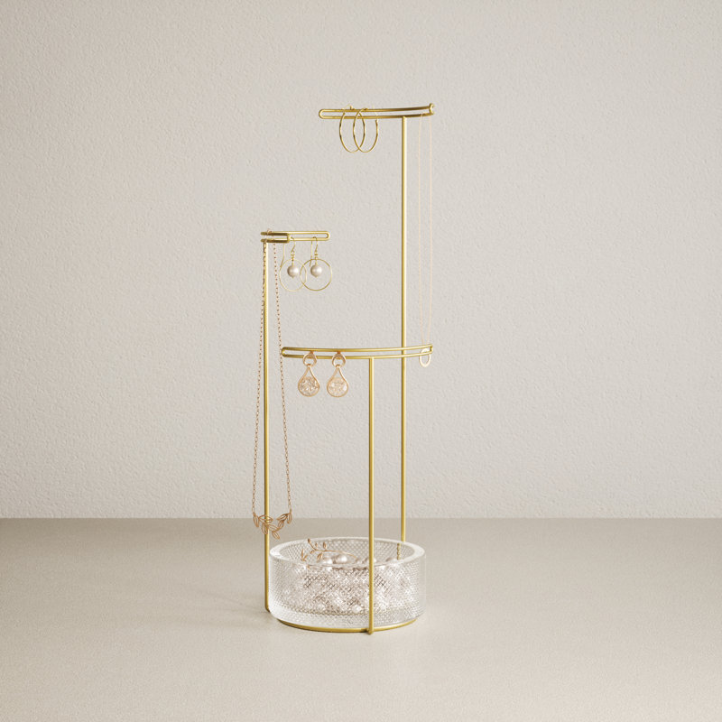 Tesora Gold and Glass Polished Jewelry Stand