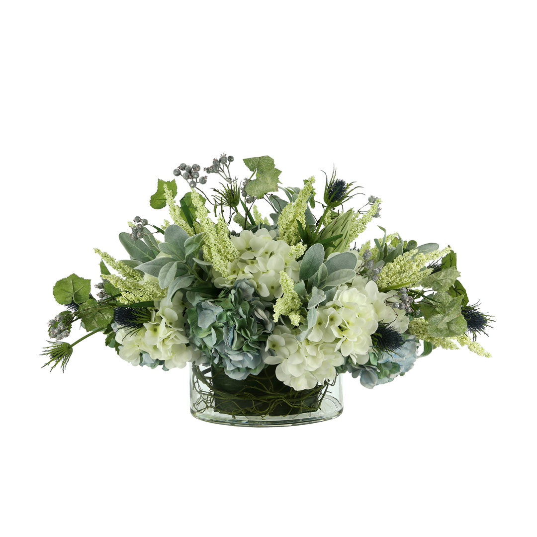 Mixed Floral Arrangement with Hydrangeas, Thistle and Protea Creative Displays, Inc. 